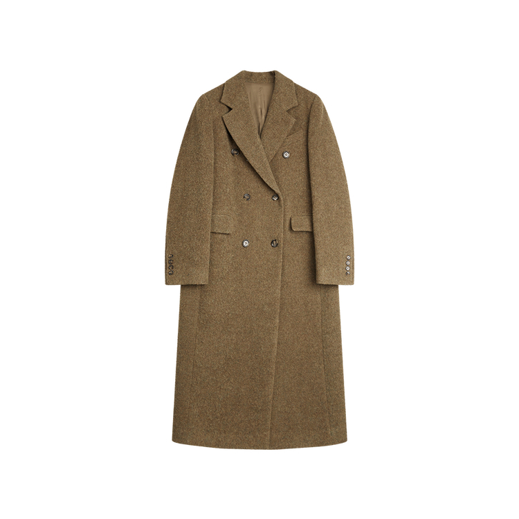 

ELLE Пальто женское темно-желтое с воротником-стойкой утепленное прямое