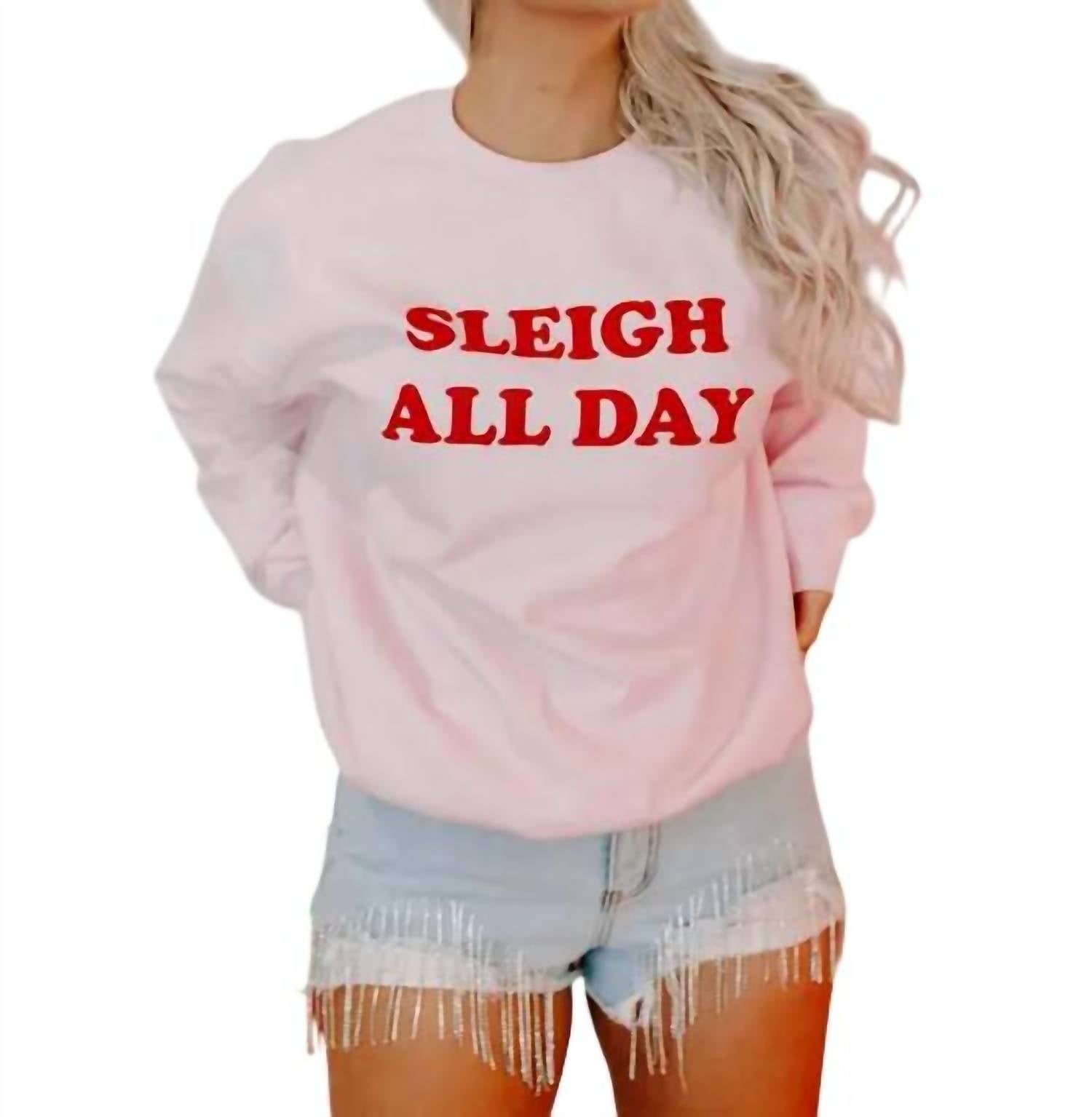 

Свитшот Sleigh All Day Christmas в розовом цвете mugsby