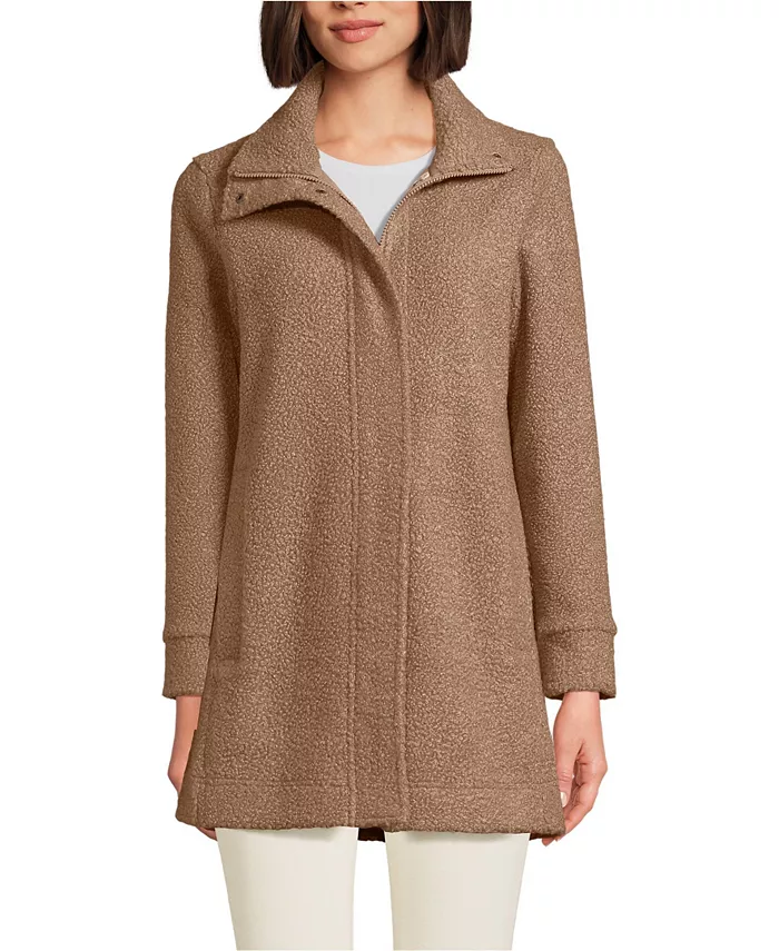 

Женское пальто из флиса Petite Boucle Lands' End, коричневый