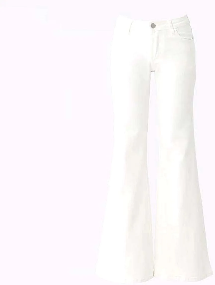 Женские джинсы slim boot cut с эластичным денимом и расклешенным низом для современного casual образа Generic, белый — фото 4