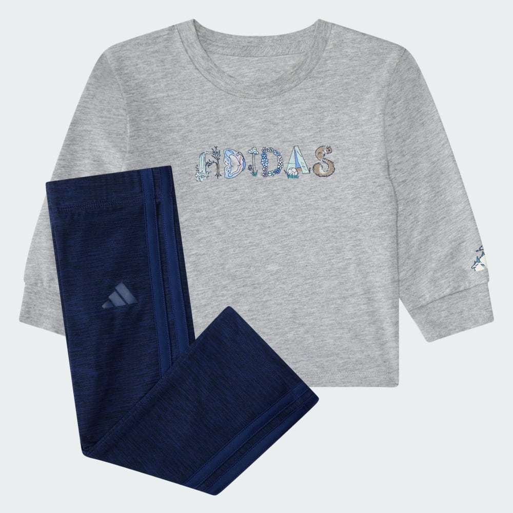 

Спортивный костюм Adidas 2-Piece Long Sleeve Graphic Heather Tee & Flare Pant Set, цвет Medium Grey Heather