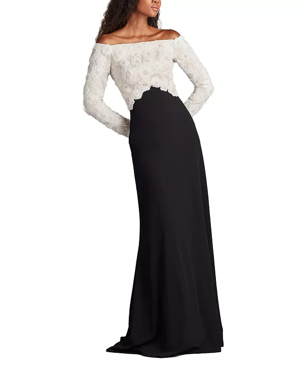 

Платье Джулианы с вышитым лифом Tadashi Shoji, черный