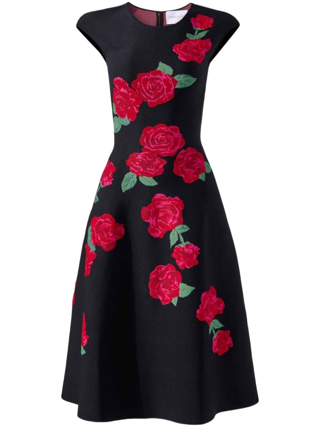 

Жаккардовое платье миди с цветочным узором Carolina Herrera, черный