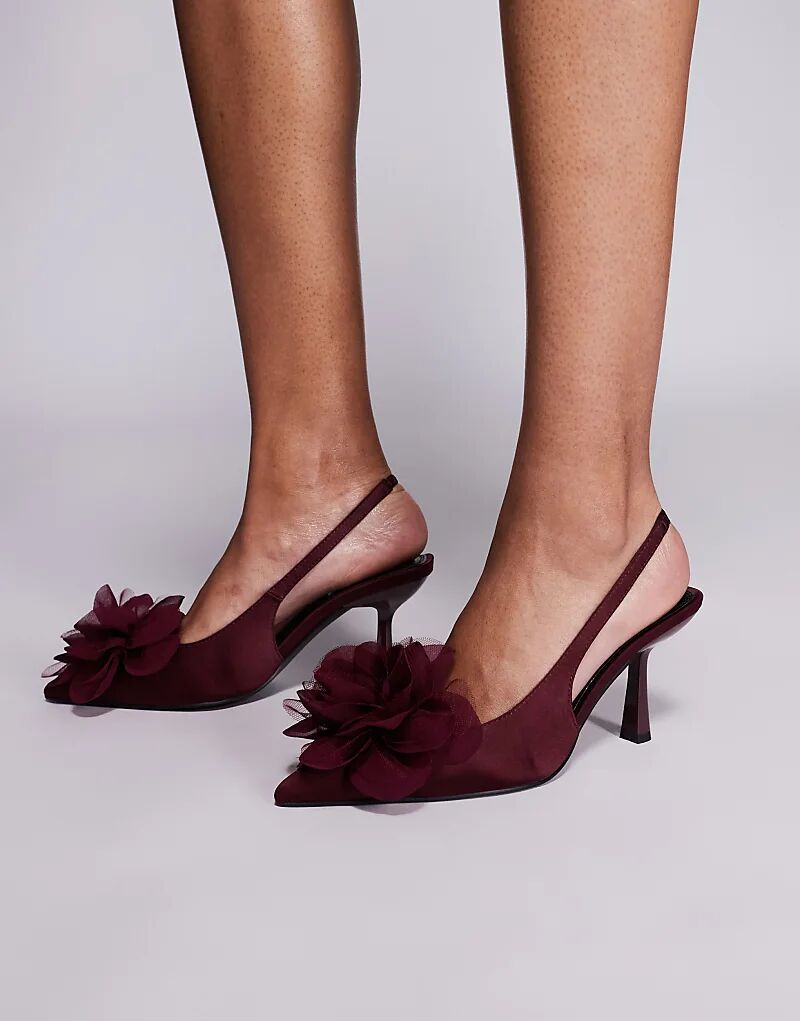 Туфли Sunrise Corsage на среднем каблуке с открытой пяткой ASOS DESIGN бордового цвета
