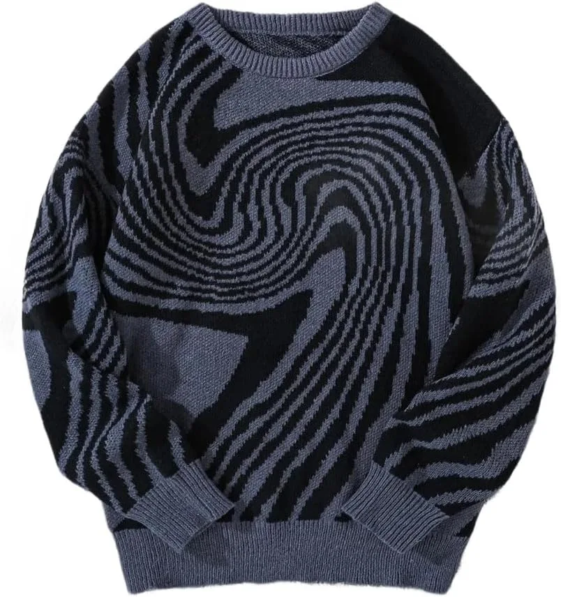 

Мужской свитер с фактурным узором и круглым вырезом