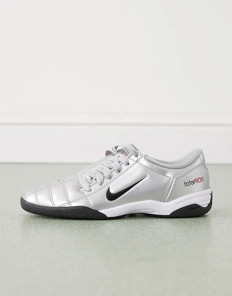 Кроссовки Nike T90 Metallic серебристого и красного цветов — фото 2