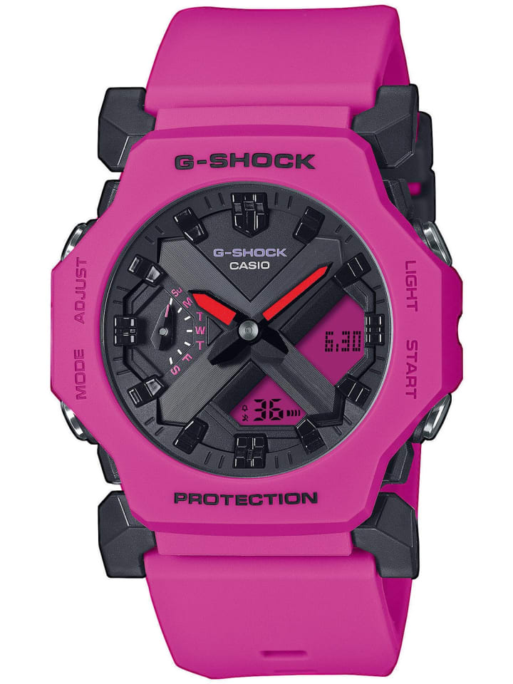 

Casio Классические аналогово-цифровые наручные часы G-Shock, пурпурно-черные/розовые