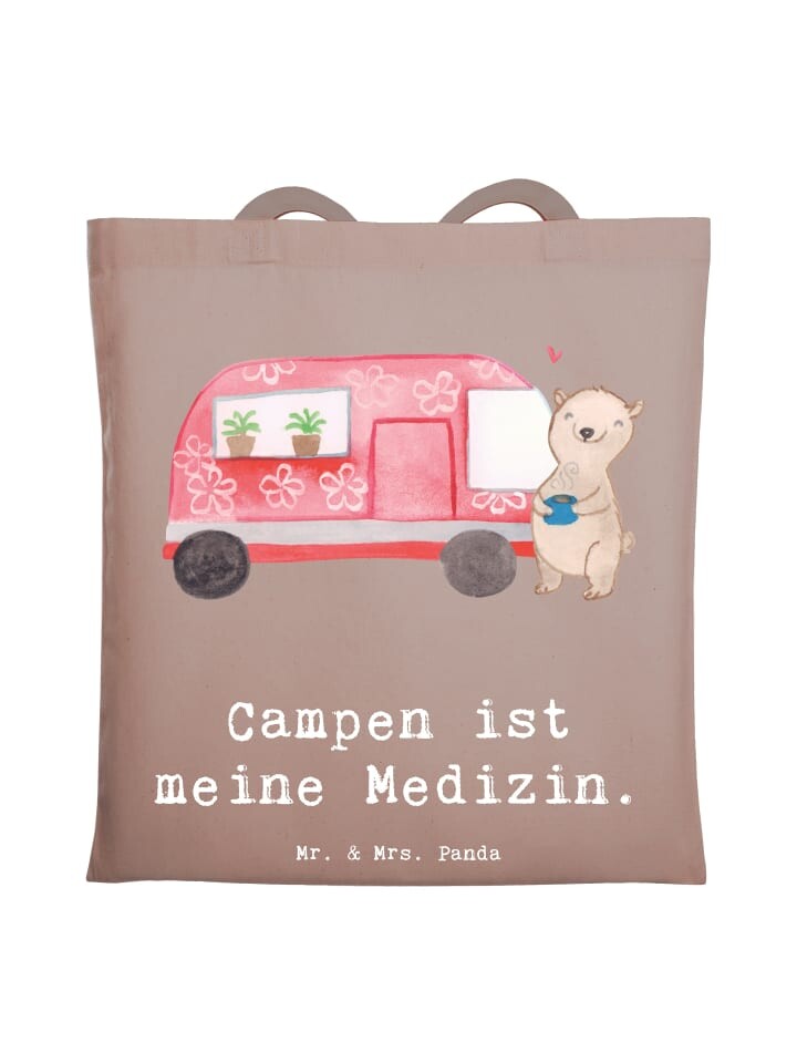 

Сумка Mr. & Mrs. Panda Tragetasche Bär Camper mit Spruch, коричневая пастель