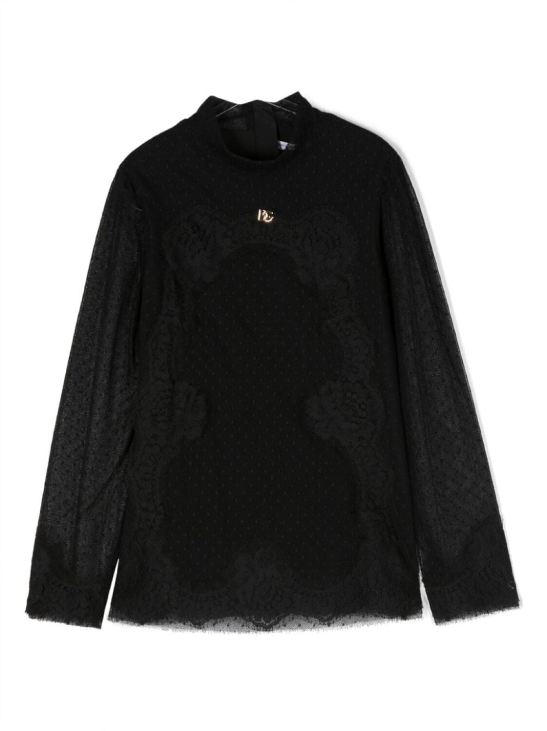 

Dolce & Gabbana блузка с кружевом и логотипом, черный