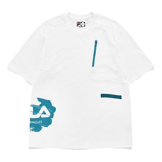 

Футболка men's logo printing splicing sports loose short sleeve white Fila Fusion, бежевый