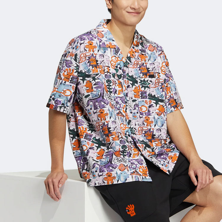 Рубашка adidas originals KT CO AOP SHIRT Athleisure Casual Sports Short Sleeve Couple Style Printing — фото 4