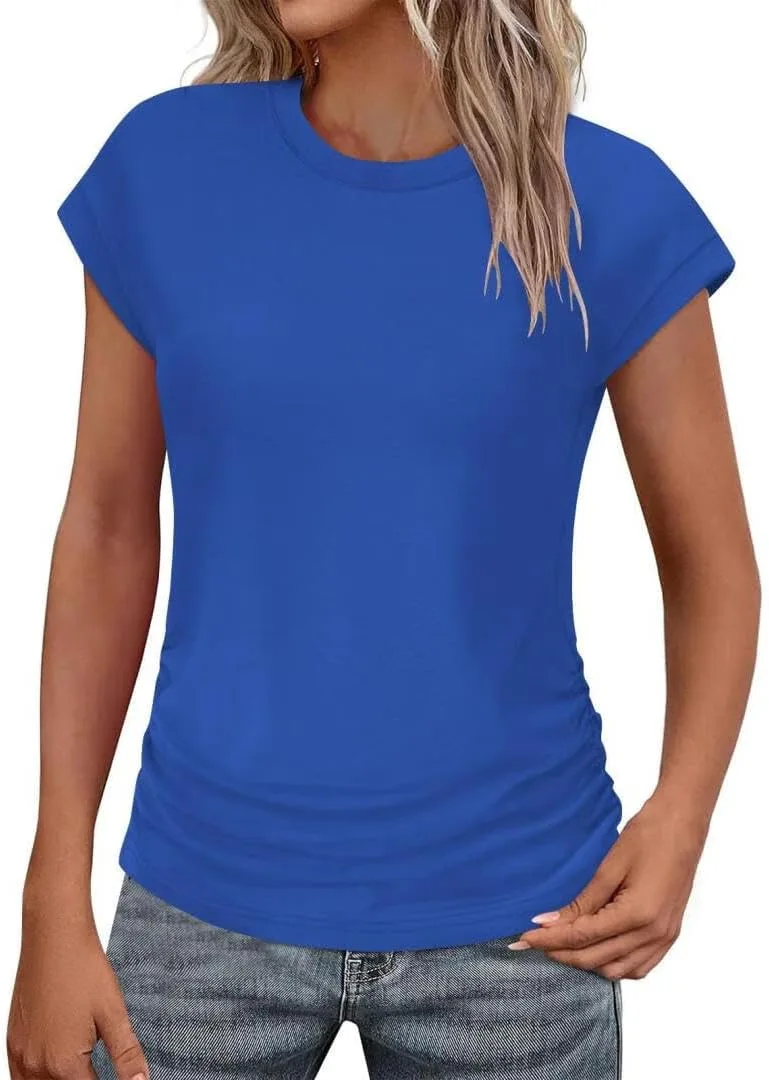 

Женская летняя футболка с коротким рукавом и сборками