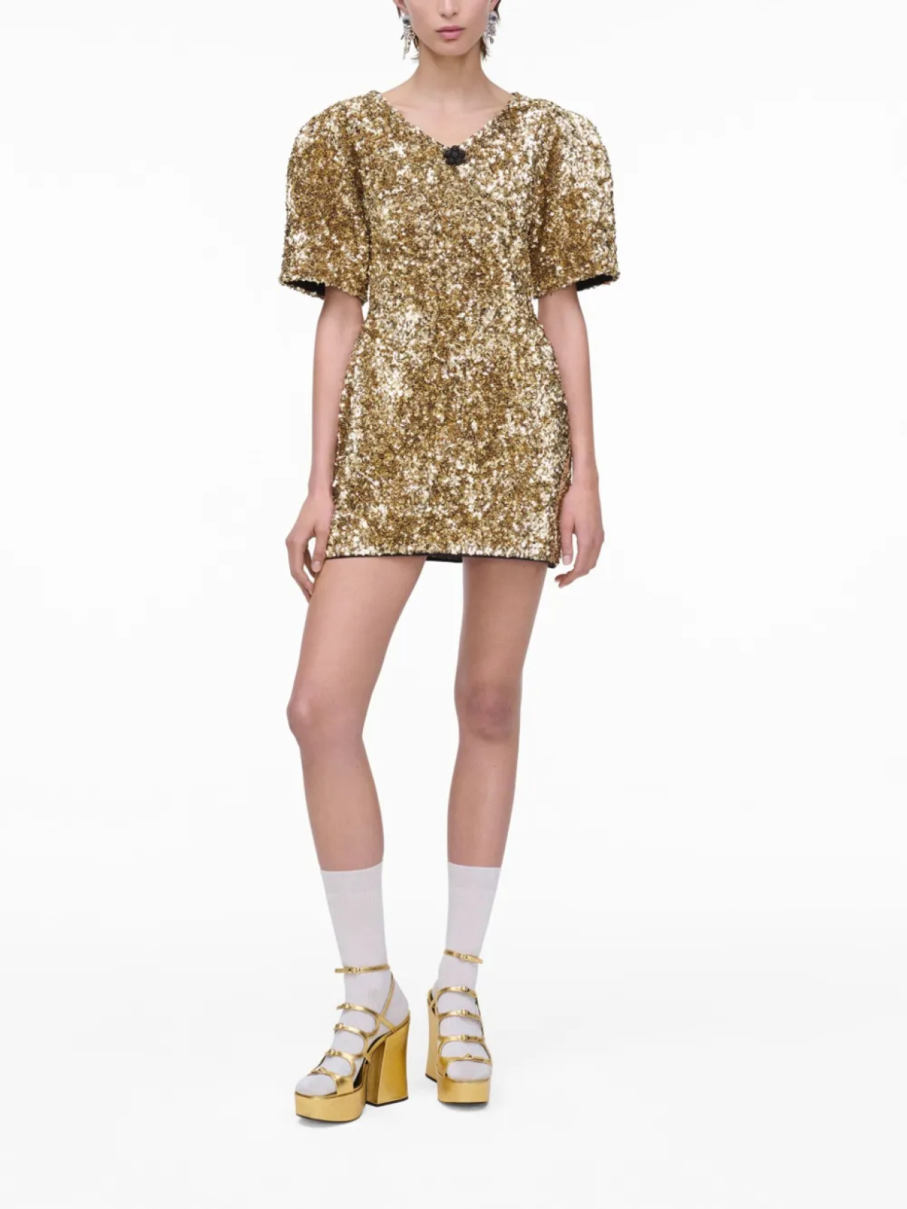Marc Jacobs платье мини с пайетками, золотой — фото 2