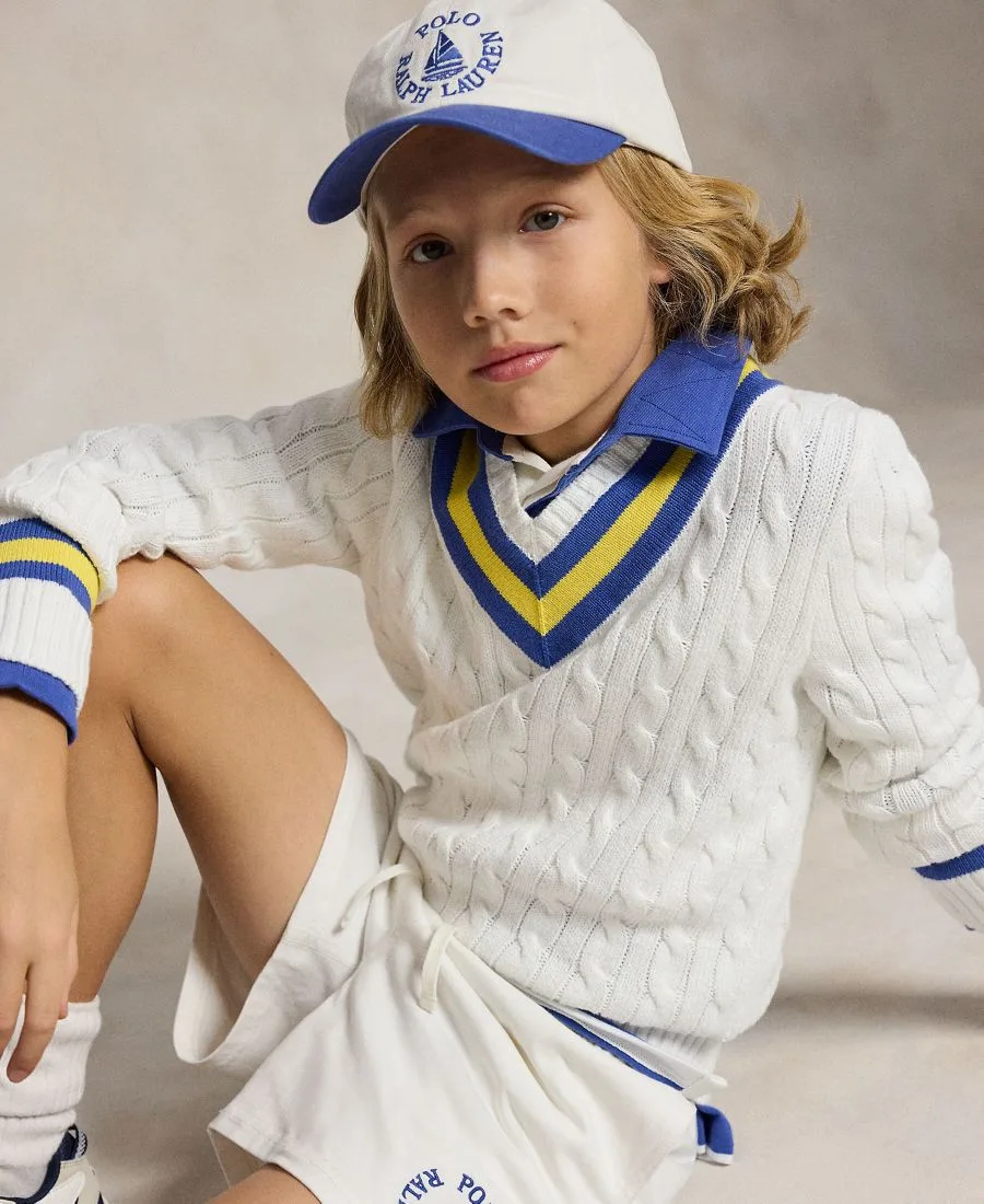 Мужской свитер "Культовый крикет" для детей от 8 до 20 лет Polo Ralph Lauren, deckwash белый — фото 3