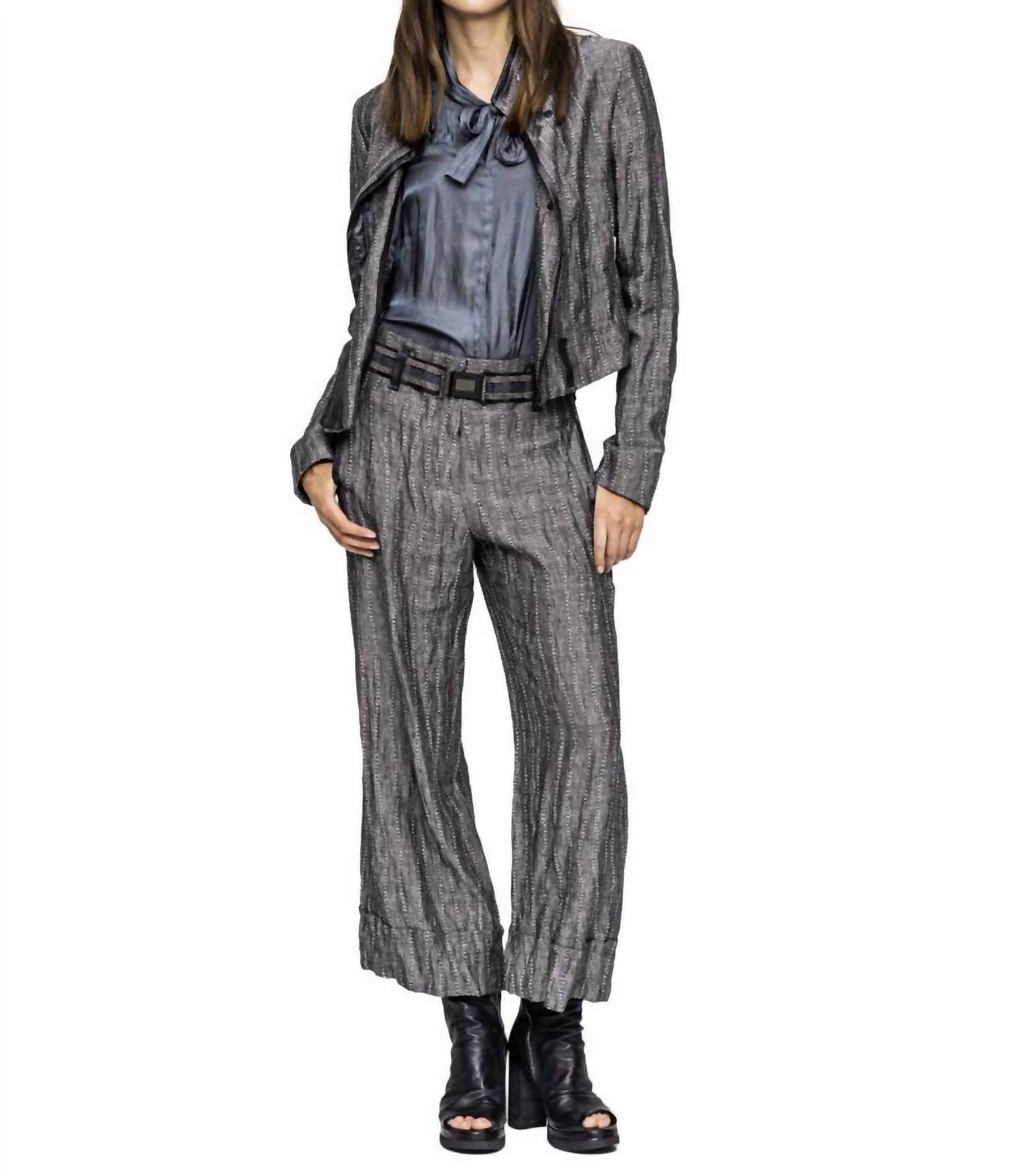 

Брюки Cullotte Stripe серого цвета Beate Heymann