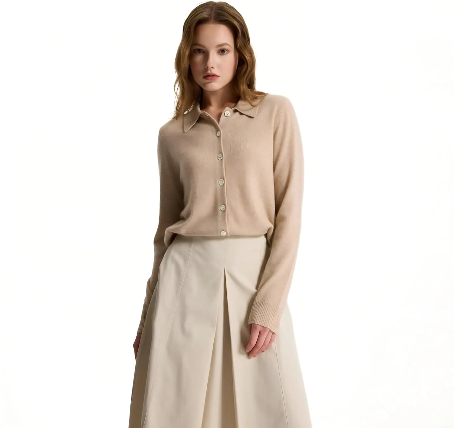 

Женская футболка GreenMount из 100% кашемира, мягкая и теплая, с длинными рукавами и застежкой на пуговицы