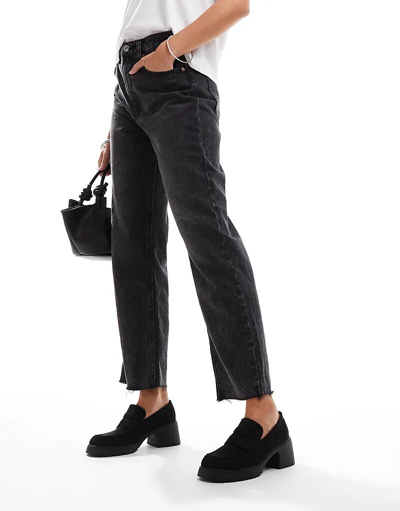 Туфли Wide Fit Scribble на массивном среднем каблуке из черной замши ASOS DESIGN — фото 4