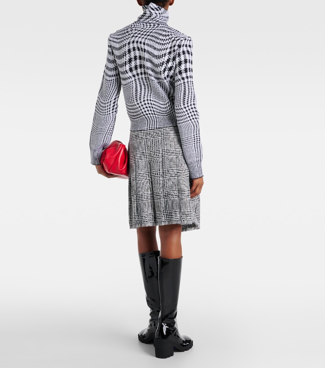 Свитер Burberry, женский, серый, узор гусиные лапки — фото 3