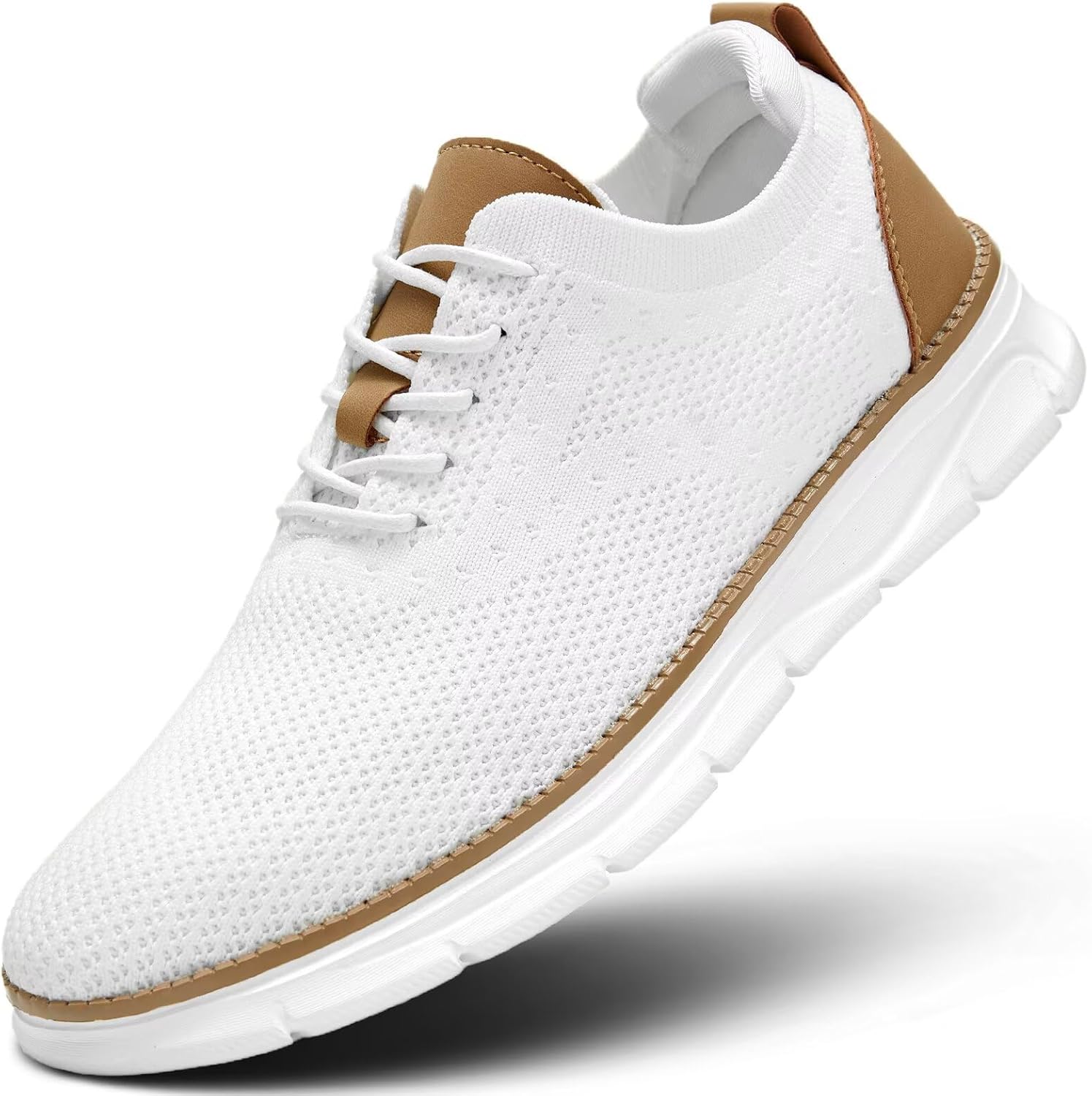 

Мужские сетчатые кроссовки Оксфорды на шнуровке, легкие повседневные прогулочные и водительские туфли Luogoks, белый