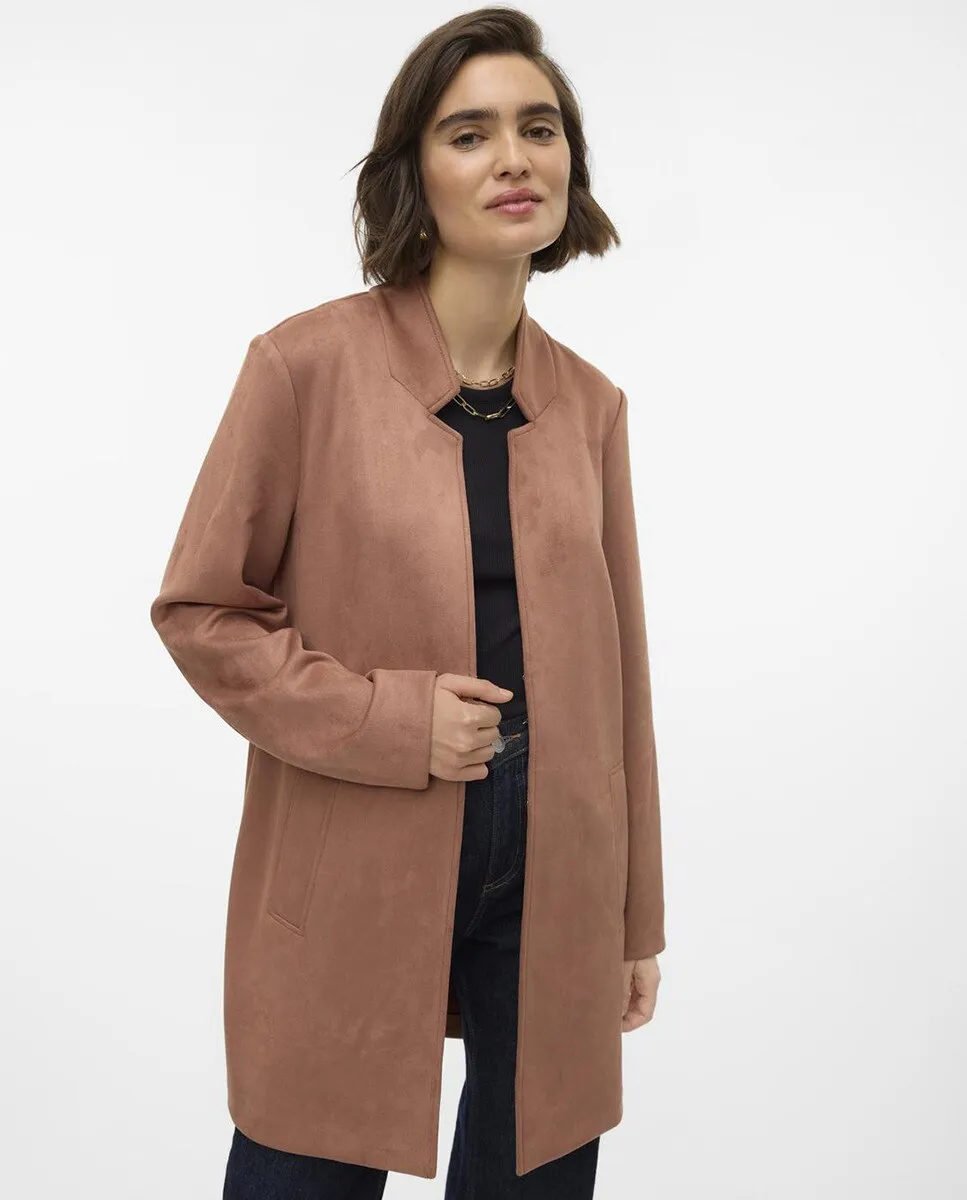 

Женское замшевое пальто миди Vero Moda, цвет Topo