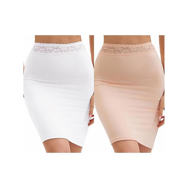 

2 упаковки антистатических полукомбинаций для женщин с цветочным кружевом на поясе Inspire Chic, White Beige