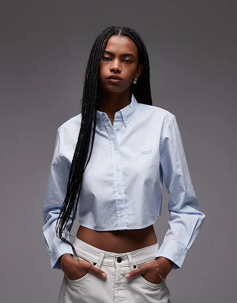 

Рубашка Tommy Jeans с длинными рукавами, классического кроя, из поплина в синюю полоску