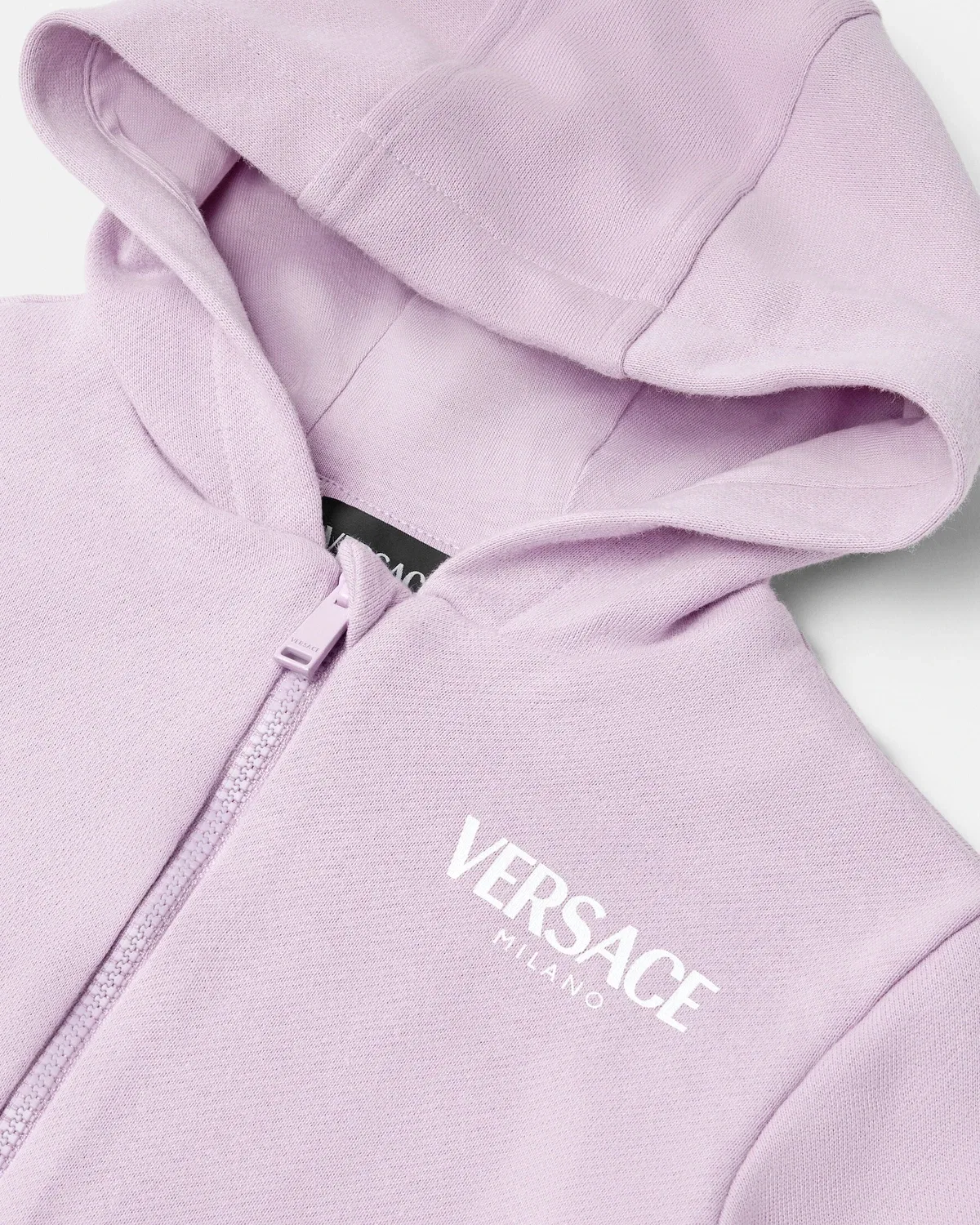 Детское худи на молнии из хлопкового трикотажа с принтом VERSACE, фиолетовый — фото 4