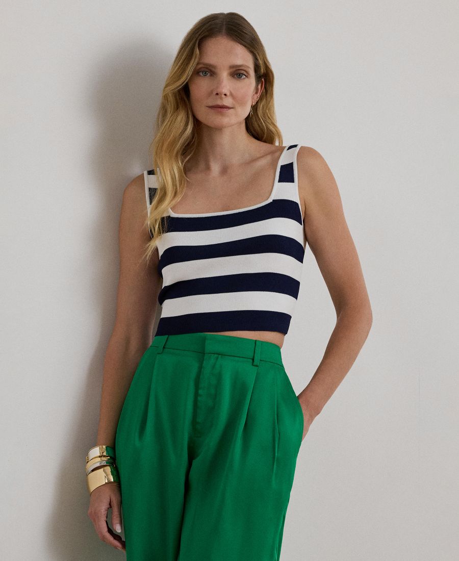 

Женский полосатый свитер без рукавов Lauren Ralph Lauren, White/Refined Navy