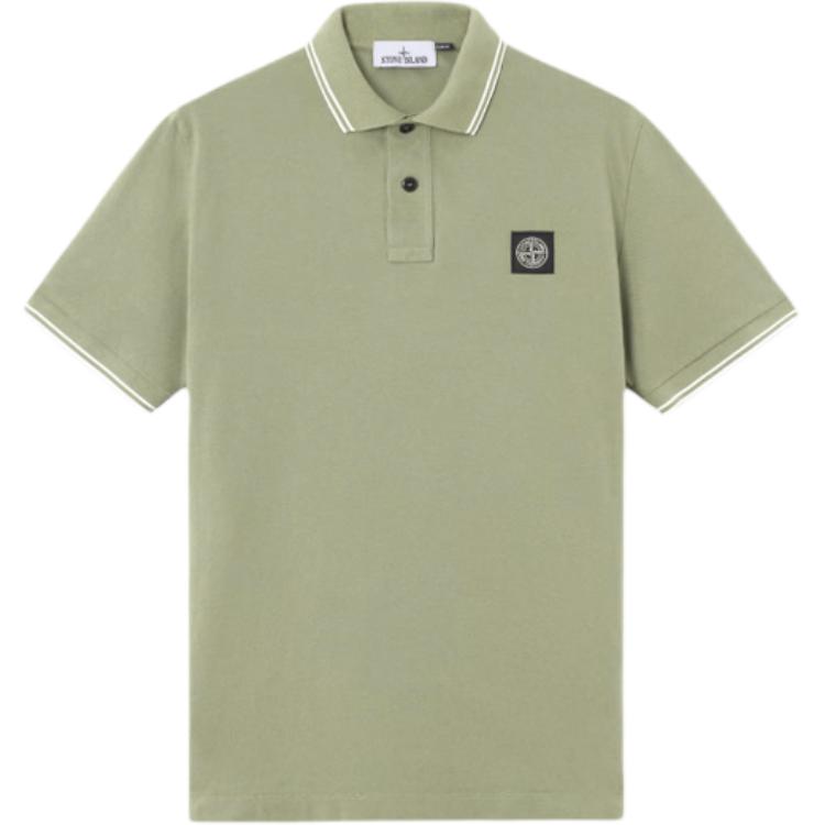 

Поло с логотипом на пуговицах STONE ISLAND, sage зеленый