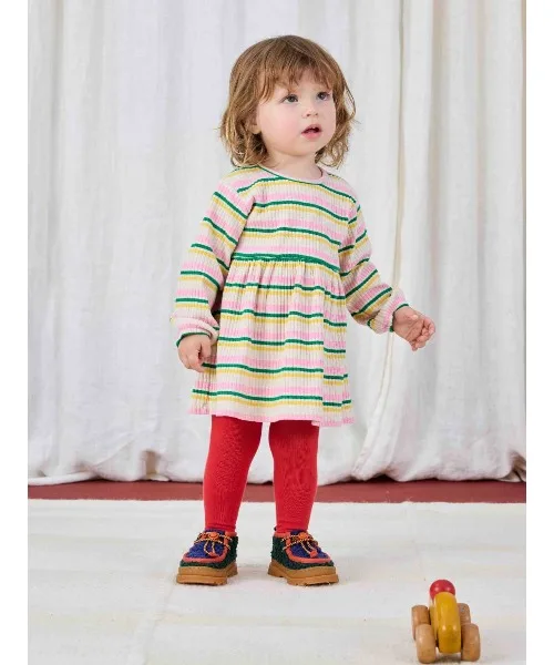 Детское платье полосками с вышивкой Bobo Choses Striped Dress разноцветное