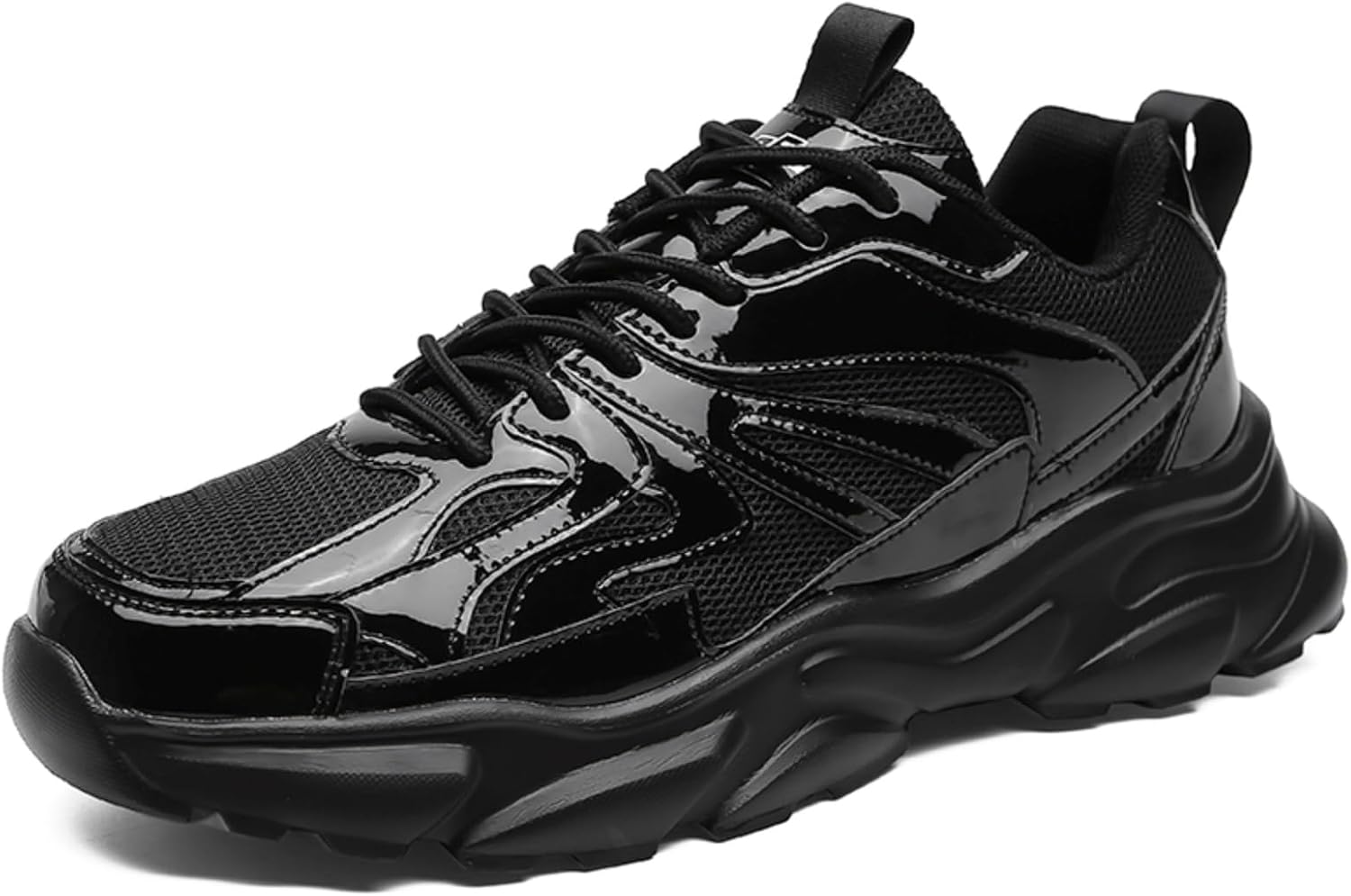 

Мужские глянцевые панельные массивные кроссовки - дышащая сетка, удобная подошва, повседневная обувь для ежедневной носки Kelibasi, черный