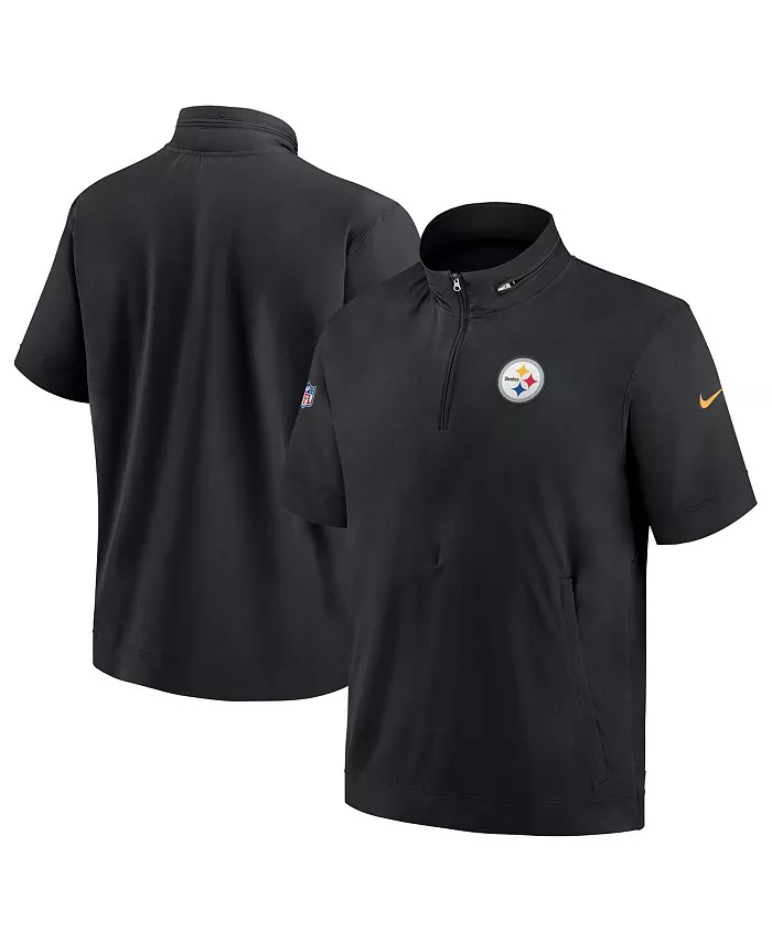 Мужская черная худи с короткими рукавами и молнией до середины Pittsburgh Steelers Sideline Coach Nike — фото 4