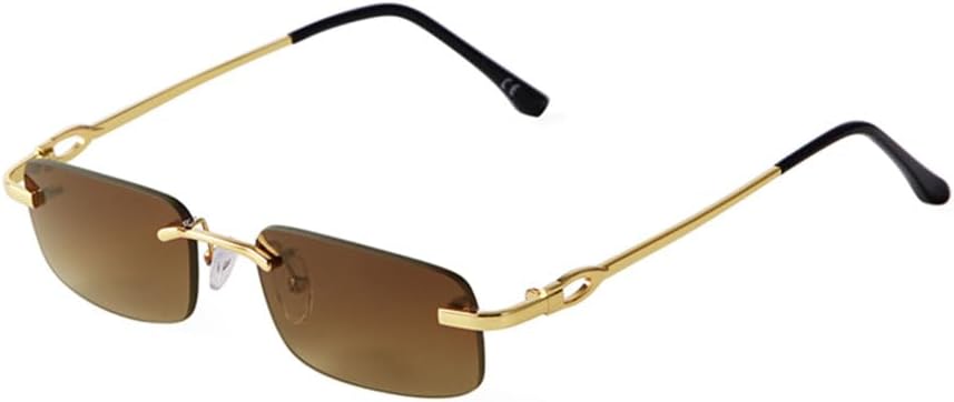 

Винтажные коричневые солнцезащитные очки без оправы, прямоугольной формы, мужские, с прозрачными линзами, без оправы, защита от синего света, женские солнцезащитные очки, C4 TYUVIVO, C4