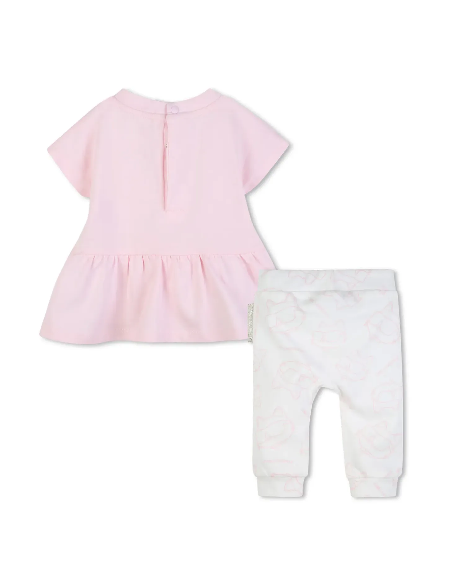 Комплект для девочки из хлопка, гладкий Karl Lagerfeld Kids, Natural — фото 3