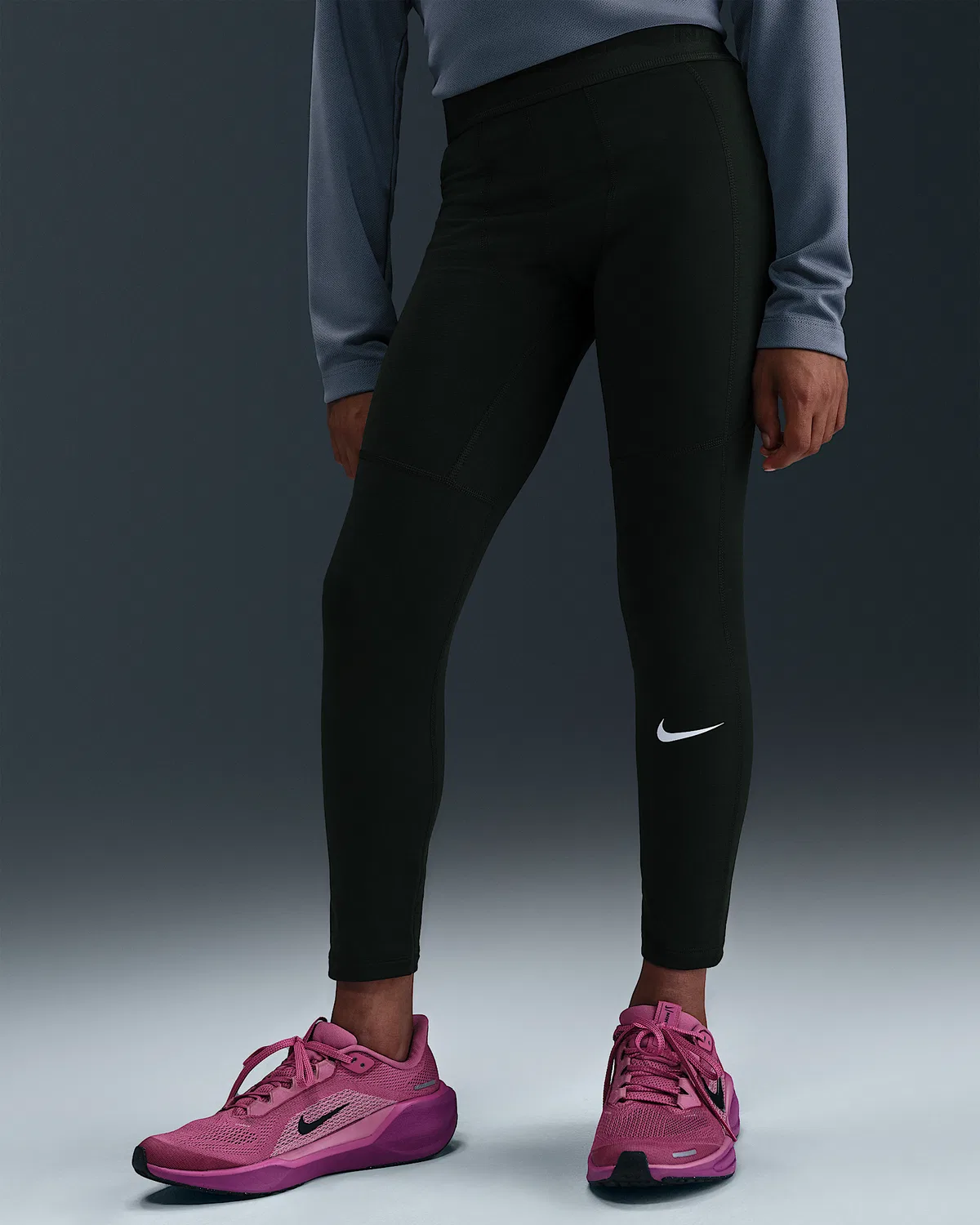 Детские компрессионные леггинсы Nike Pro Dri-FIT, Black/White — фото 2