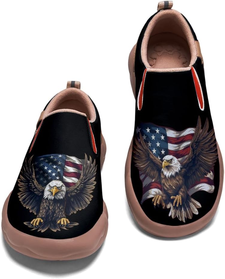 

Мужские туристические туфли слипоны лоферы с рисунком, повседневные кроссовки для ходьбы, подошва с изображением волка Onehorse, Eagle_06