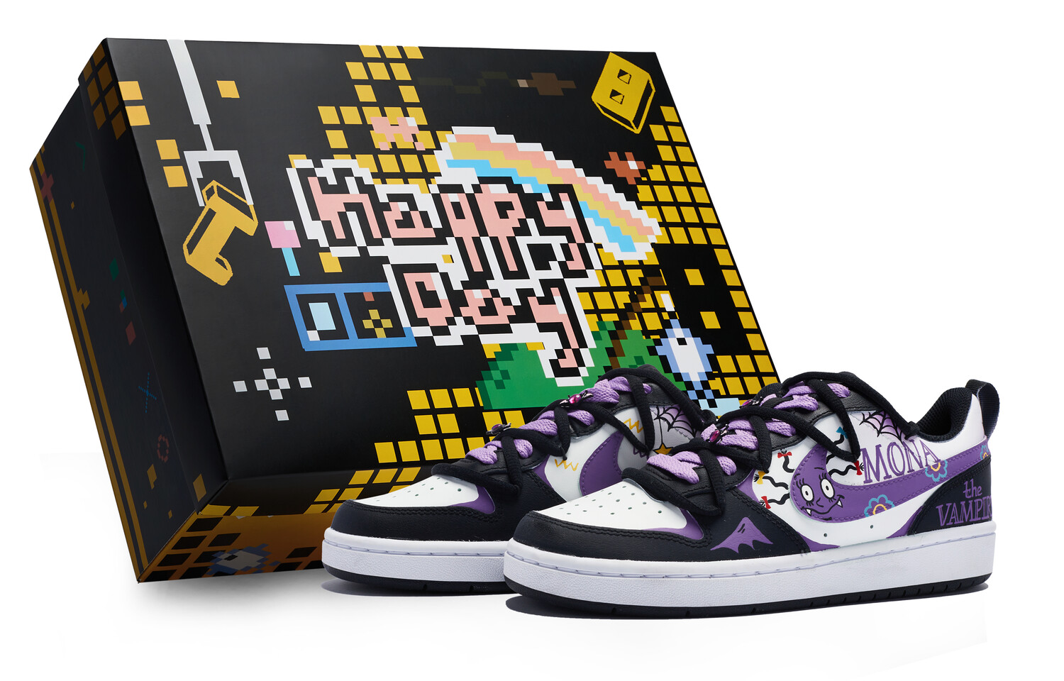 

Кроссовки Nike Court Borough Skateboarding Shoes Women's Low-top White/purple/black, фиолетовый/черный/желтый