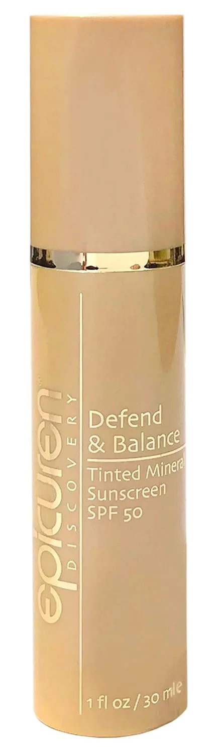 Солнцезащитный минеральный тонирующий крем Epicuren Discovery Defend & Balance SPF 50, 30 мл (1 унция, 1 жидкая унция)., Smooth Shiny