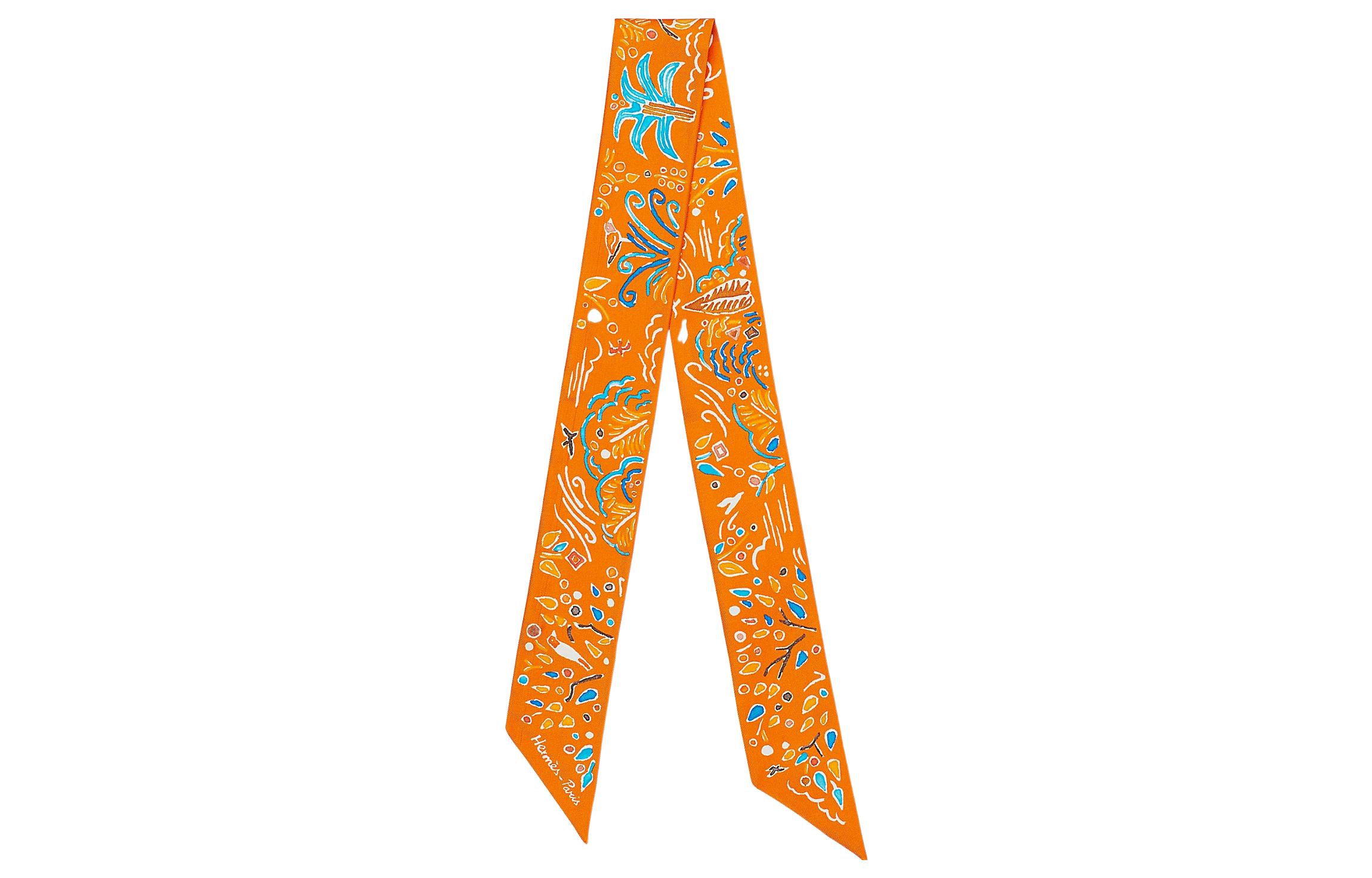 

Шелковый шарф Unisex Orange HERMES