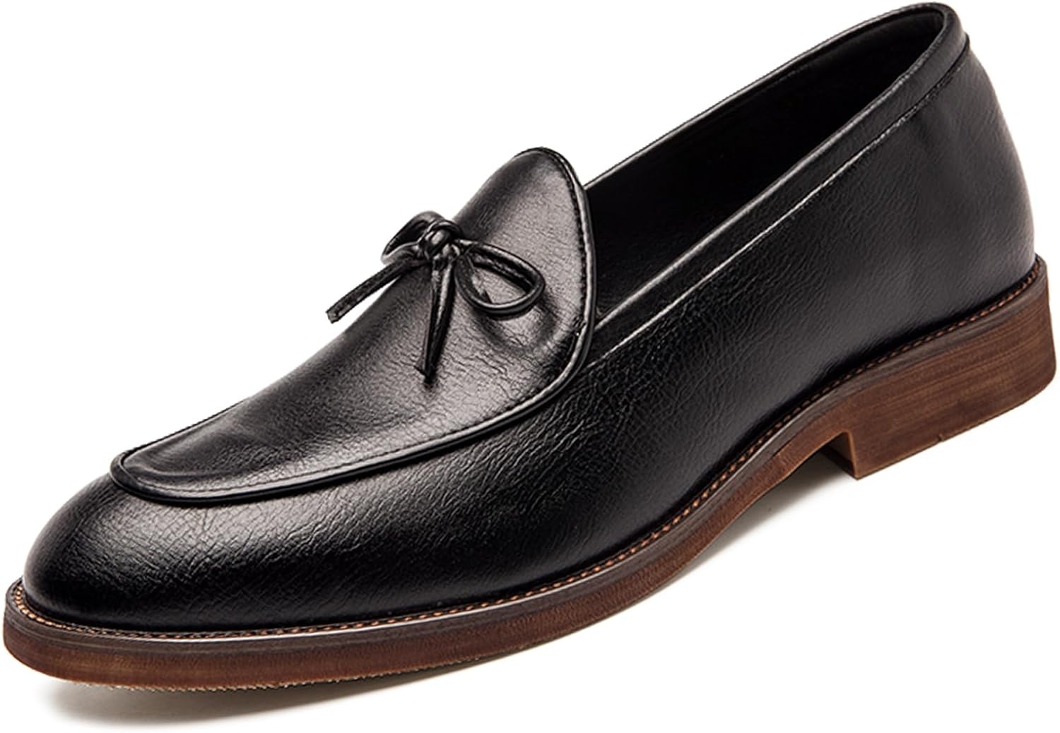 

Мужские кожаные слипоны Oigunle, классические лоферы с отделкой для вечернего образа, повседневная нескользящая обувь для бизнеса, официальных мероприятий, вечеринок, свадеб и выпускных, черный