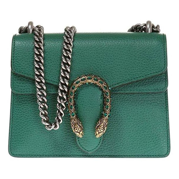 

Сумка dionysus tiger head leather chain shoulder messenger bag mini green classic Gucci, зеленый