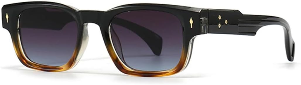 

Солнцезащитные очки для мужчин и женщин - защита UV400 - маленькая оправа, градиентные линзы, заклепки, стиль панк, для занятий спортом на открытом воздухе и вождения DSVIGF, Black Grey Blue