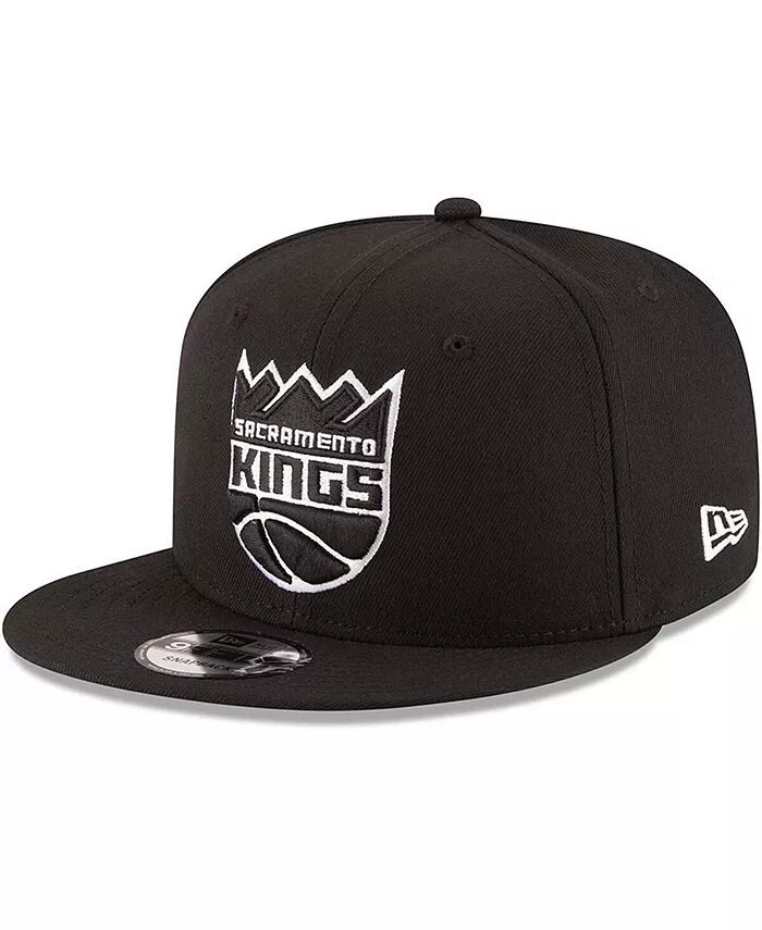

Мужская черная бейсболка New Era Sacramento Kings с черным белым логотипом 9fifty с застежкой-молнией Lids