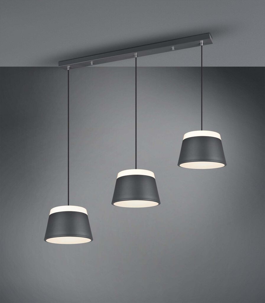 

Подвесной светильник Trio Leuchten Design серый 3 лампы - Esra / внутреннее освещение / лампа для гостиной / сталь для кухни / пластик круглый / продолговатый / прямоугольный Светодиод подходит E14 Макс., черный