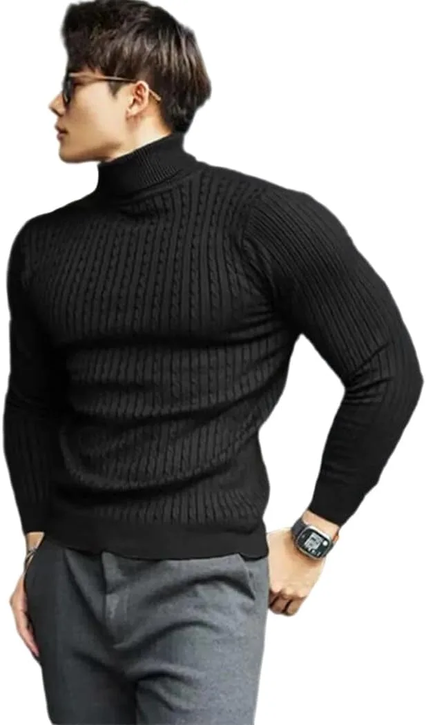 

Мужской водолазка вязаная полосатая уличный стиль теплая