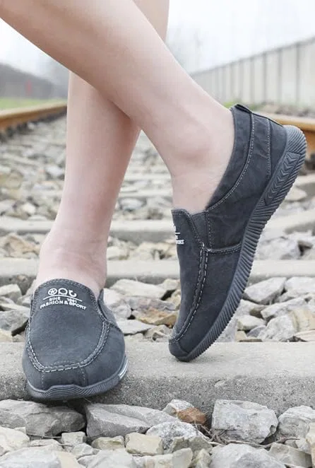 Повседневные лоферы Men's Canvas Low Top Shoes Slip on Sneakers Casual Loafers Sneakers, серый Shoppi — фото 4