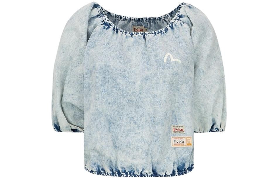 

Укороченный топ женский синий Evisu