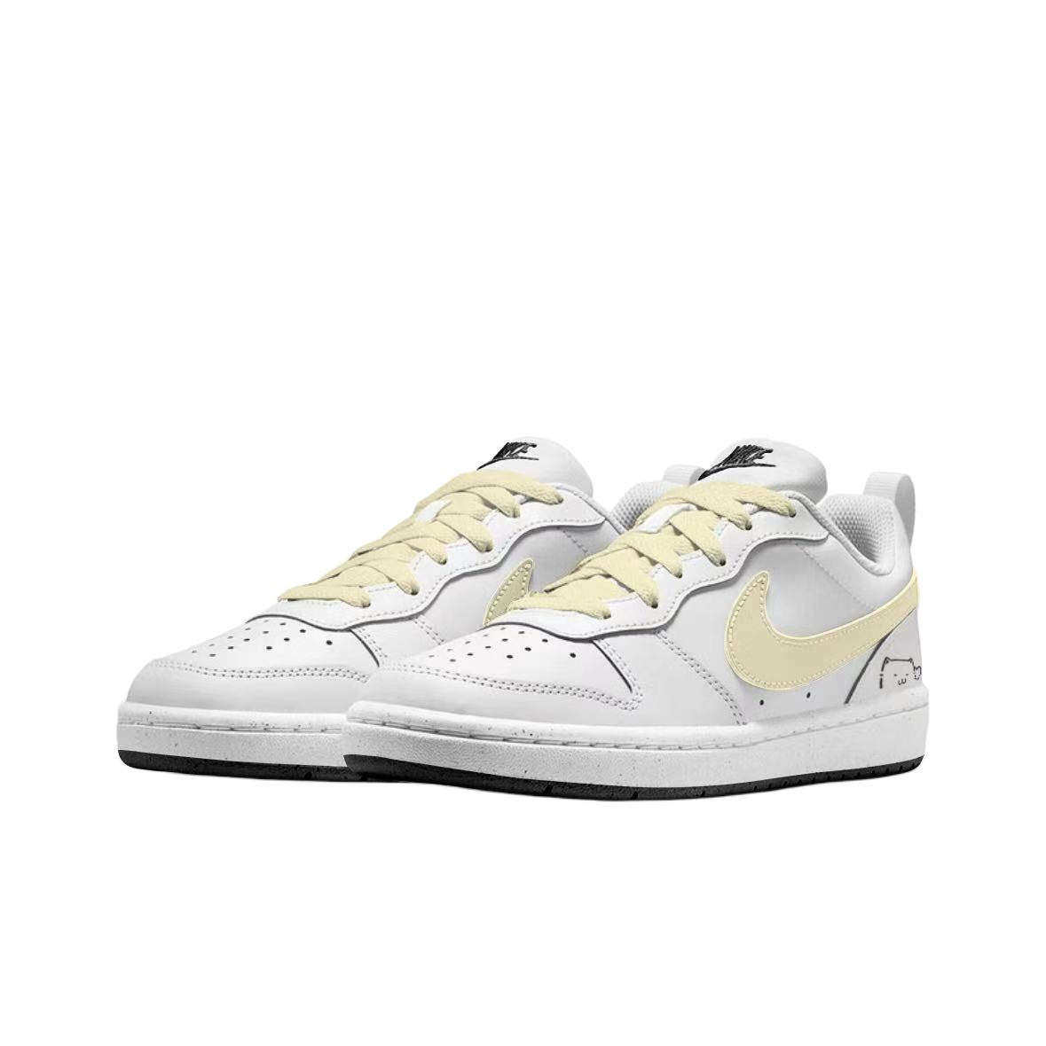 Nike Кроссовки для скейтбординга Court Borough Custard Cat Abс износостойкой подошвой, низкие, для детей, желтые, для подростков — фото 4