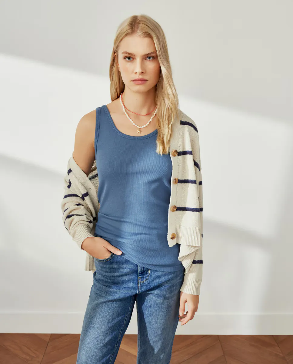 

Женская майка в рубчик Southern Cotton, светло-голубой