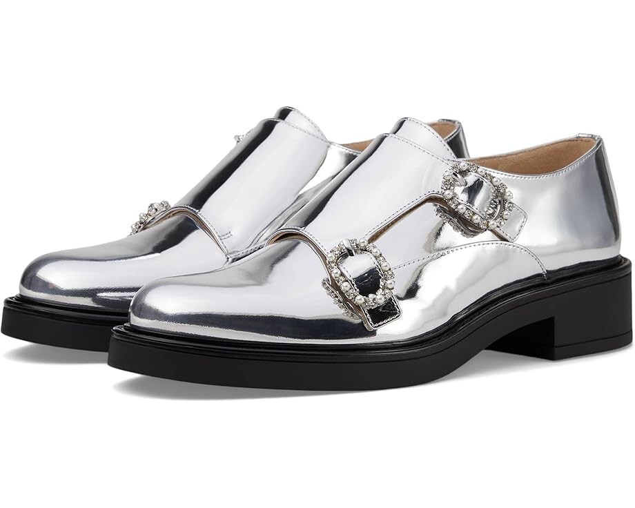 

Оксфорды Stuart Weitzman Leighton Monk Strap, серебряный
